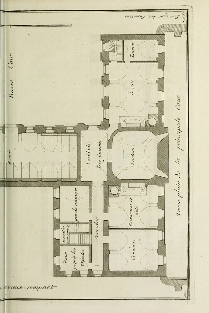 An illustration from L'art de bâtir des maisons de campagne : où l'on traite de leur distribution, de leur construction, & de leur decoration ... : avec l'explication de ses projets, et des desseins de menuiserie, de serrurerie, de parterres, & d'autres ornemens propres à la decoration intérieure & extérieure ..., 1743, leaf 112