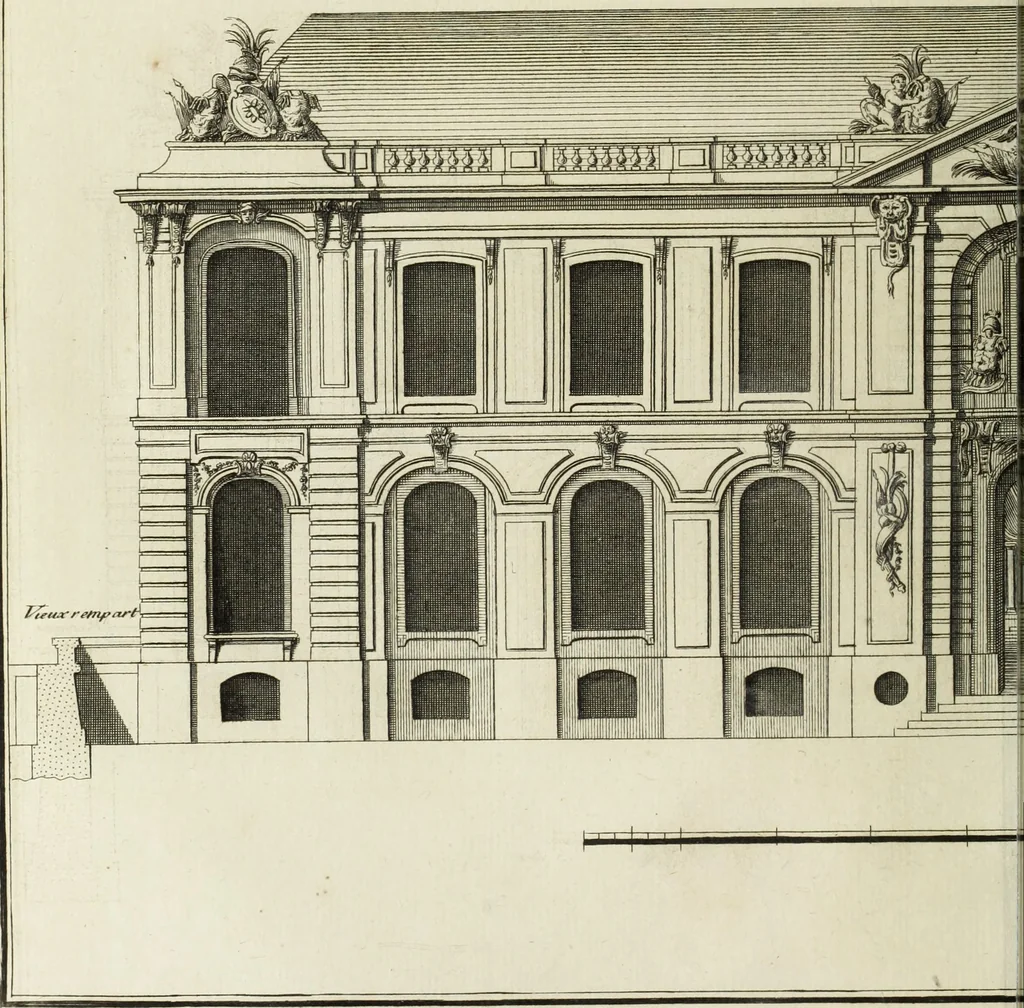 An illustration from L'art de bâtir des maisons de campagne : où l'on traite de leur distribution, de leur construction, & de leur decoration ... : avec l'explication de ses projets, et des desseins de menuiserie, de serrurerie, de parterres, & d'autres ornemens propres à la decoration intérieure & extérieure ..., 1743, leaf 123