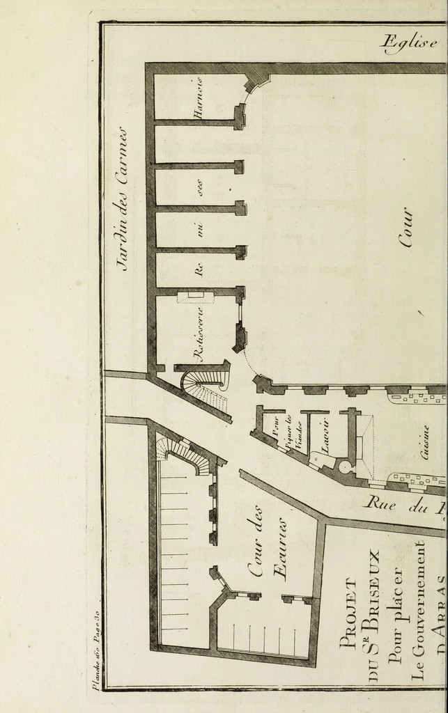 An illustration from L'art de bâtir des maisons de campagne : où l'on traite de leur distribution, de leur construction, & de leur decoration ... : avec l'explication de ses projets, et des desseins de menuiserie, de serrurerie, de parterres, & d'autres ornemens propres à la decoration intérieure & extérieure ..., 1743, leaf 141