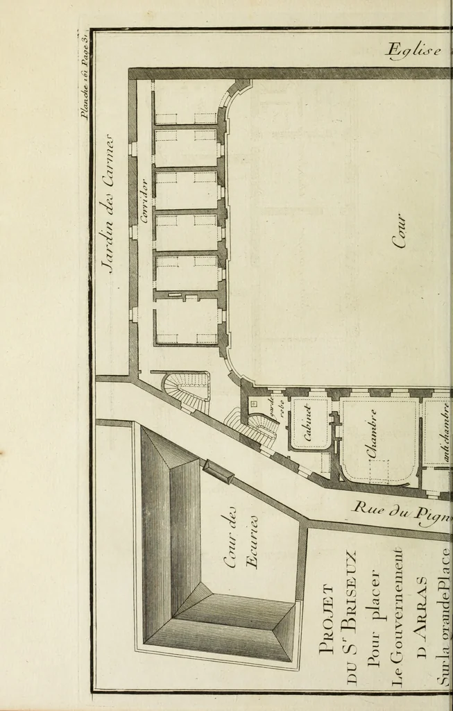 An illustration from L'art de bâtir des maisons de campagne : où l'on traite de leur distribution, de leur construction, & de leur decoration ... : avec l'explication de ses projets, et des desseins de menuiserie, de serrurerie, de parterres, & d'autres ornemens propres à la decoration intérieure & extérieure ..., 1743, leaf 145