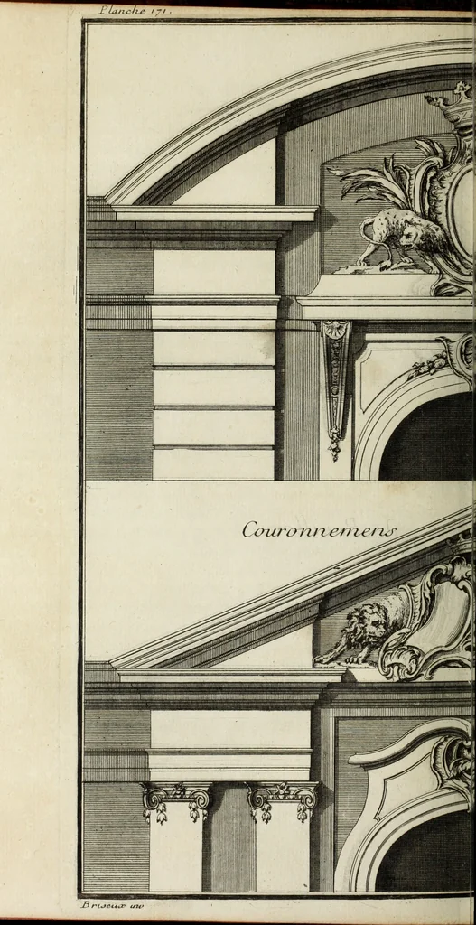 An illustration from L'art de bâtir des maisons de campagne : où l'on traite de leur distribution, de leur construction, & de leur decoration ... : avec l'explication de ses projets, et des desseins de menuiserie, de serrurerie, de parterres, & d'autres ornemens propres à la decoration intérieure & extérieure ..., 1743, leaf 297