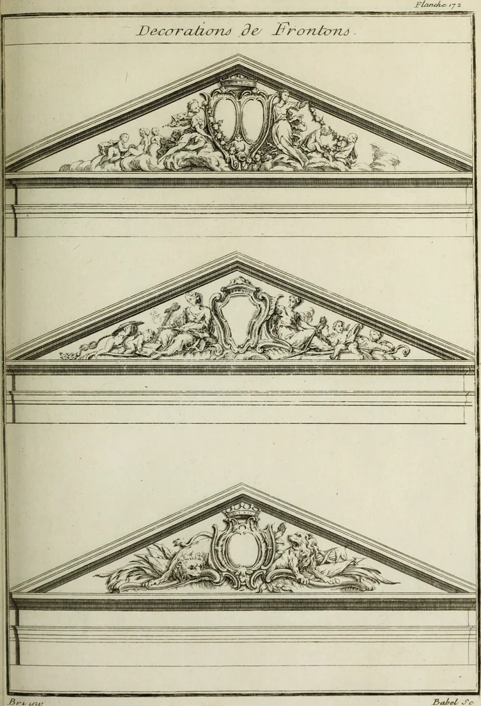 An illustration from L'art de bâtir des maisons de campagne : où l'on traite de leur distribution, de leur construction, & de leur decoration ... : avec l'explication de ses projets, et des desseins de menuiserie, de serrurerie, de parterres, & d'autres ornemens propres à la decoration intérieure & extérieure ..., 1743, leaf 300