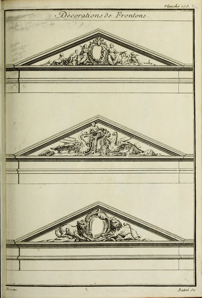 An illustration from L'art de bâtir des maisons de campagne : où l'on traite de leur distribution, de leur construction, & de leur decoration ... : avec l'explication de ses projets, et des desseins de menuiserie, de serrurerie, de parterres, & d'autres ornemens propres à la decoration intérieure & extérieure ..., 1743, leaf 302