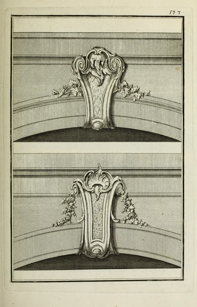 An illustration from L'art de bâtir des maisons de campagne : où l'on traite de leur distribution, de leur construction, & de leur decoration ... : avec l'explication de ses projets, et des desseins de menuiserie, de serrurerie, de parterres, & d'autres ornemens propres à la decoration intérieure & extérieure ..., 1743, leaf 310