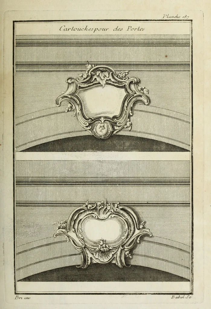 An illustration from L'art de bâtir des maisons de campagne : où l'on traite de leur distribution, de leur construction, & de leur decoration ... : avec l'explication de ses projets, et des desseins de menuiserie, de serrurerie, de parterres, & d'autres ornemens propres à la decoration intérieure & extérieure ..., 1743, leaf 330