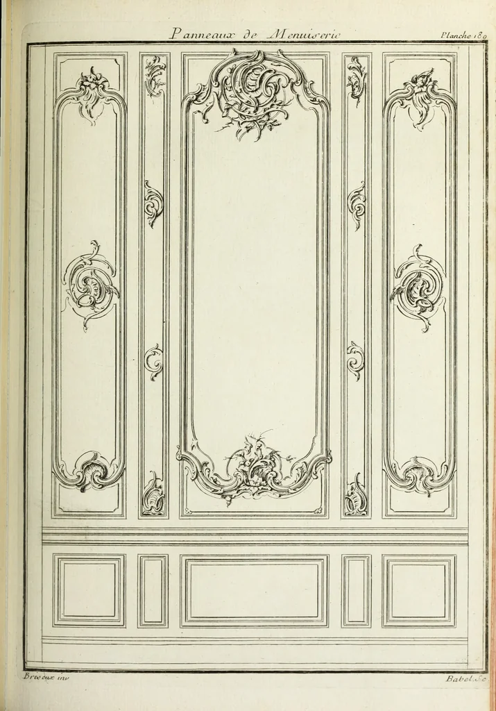 An illustration from L'art de bâtir des maisons de campagne : où l'on traite de leur distribution, de leur construction, & de leur decoration ... : avec l'explication de ses projets, et des desseins de menuiserie, de serrurerie, de parterres, & d'autres ornemens propres à la decoration intérieure & extérieure ..., 1743, leaf 334