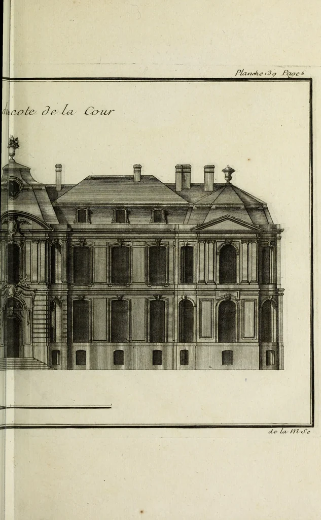 An illustration from L'art de bâtir des maisons de campagne : où l'on traite de leur distribution, de leur construction, & de leur decoration ... : avec l'explication de ses projets, et des desseins de menuiserie, de serrurerie, de parterres, & d'autres ornemens propres à la decoration intérieure & extérieure ..., 1743, leaf 34
