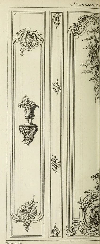 An illustration from L'art de bâtir des maisons de campagne : où l'on traite de leur distribution, de leur construction, & de leur decoration ... : avec l'explication de ses projets, et des desseins de menuiserie, de serrurerie, de parterres, & d'autres ornemens propres à la decoration intérieure & extérieure ..., 1743, leaf 341