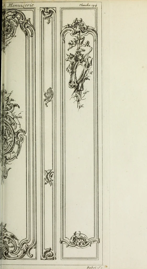 An illustration from L'art de bâtir des maisons de campagne : où l'on traite de leur distribution, de leur construction, & de leur decoration ... : avec l'explication de ses projets, et des desseins de menuiserie, de serrurerie, de parterres, & d'autres ornemens propres à la decoration intérieure & extérieure ..., 1743, leaf 348