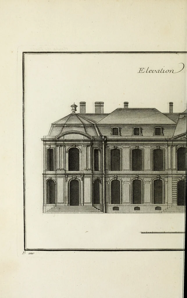 An illustration from L'art de bâtir des maisons de campagne : où l'on traite de leur distribution, de leur construction, & de leur decoration ... : avec l'explication de ses projets, et des desseins de menuiserie, de serrurerie, de parterres, & d'autres ornemens propres à la decoration intérieure & extérieure ..., 1743, leaf 37