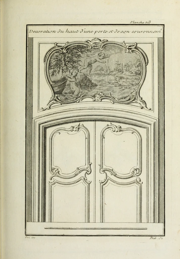 An illustration from L'art de bâtir des maisons de campagne : où l'on traite de leur distribution, de leur construction, & de leur decoration ... : avec l'explication de ses projets, et des desseins de menuiserie, de serrurerie, de parterres, & d'autres ornemens propres à la decoration intérieure & extérieure ..., 1743, leaf 386