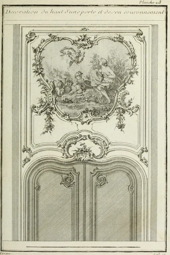 An illustration from L'art de bâtir des maisons de campagne : où l'on traite de leur distribution, de leur construction, & de leur decoration ... : avec l'explication de ses projets, et des desseins de menuiserie, de serrurerie, de parterres, & d'autres ornemens propres à la decoration intérieure & extérieure ..., 1743, leaf 396