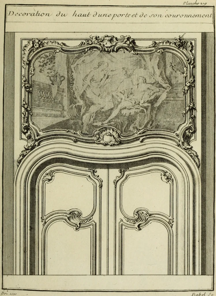 An illustration from L'art de bâtir des maisons de campagne : où l'on traite de leur distribution, de leur construction, & de leur decoration ... : avec l'explication de ses projets, et des desseins de menuiserie, de serrurerie, de parterres, & d'autres ornemens propres à la decoration intérieure & extérieure ..., 1743, leaf 398