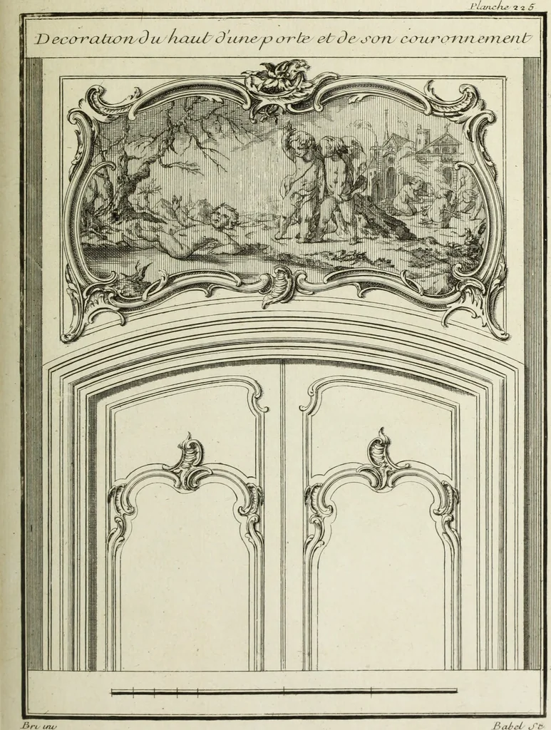 An illustration from L'art de bâtir des maisons de campagne : où l'on traite de leur distribution, de leur construction, & de leur decoration ... : avec l'explication de ses projets, et des desseins de menuiserie, de serrurerie, de parterres, & d'autres ornemens propres à la decoration intérieure & extérieure ..., 1743, leaf 410
