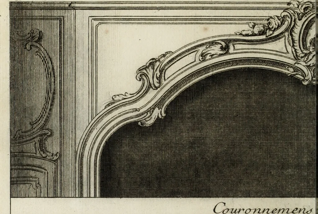 An illustration from L'art de bâtir des maisons de campagne : où l'on traite de leur distribution, de leur construction, & de leur decoration ... : avec l'explication de ses projets, et des desseins de menuiserie, de serrurerie, de parterres, & d'autres ornemens propres à la decoration intérieure & extérieure ..., 1743, leaf 423
