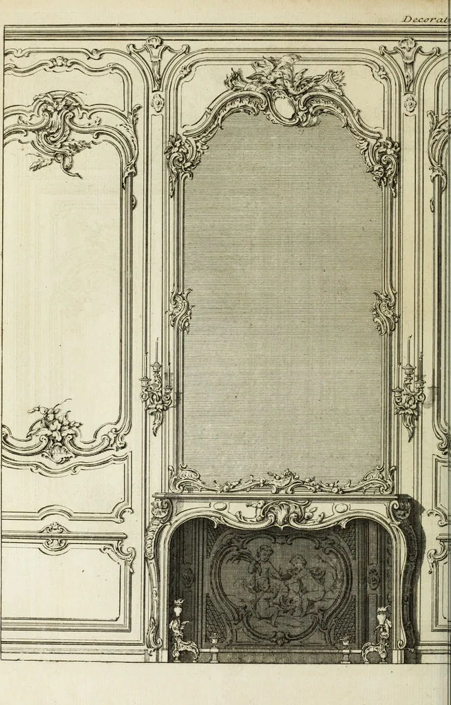 An illustration from L'art de bâtir des maisons de campagne : où l'on traite de leur distribution, de leur construction, & de leur decoration ... : avec l'explication de ses projets, et des desseins de menuiserie, de serrurerie, de parterres, & d'autres ornemens propres à la decoration intérieure & extérieure ..., 1743, leaf 427