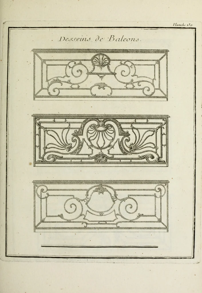 An illustration from L'art de bâtir des maisons de campagne : où l'on traite de leur distribution, de leur construction, & de leur decoration ... : avec l'explication de ses projets, et des desseins de menuiserie, de serrurerie, de parterres, & d'autres ornemens propres à la decoration intérieure & extérieure ..., 1743, leaf 458