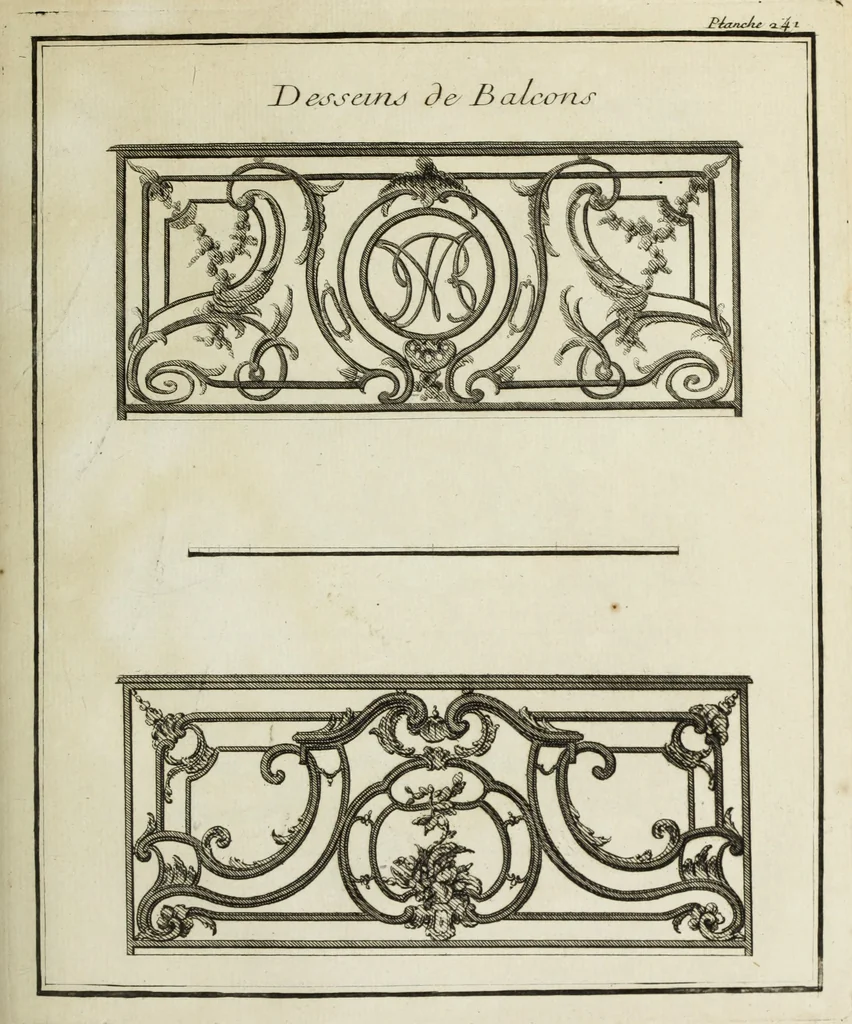 An illustration from L'art de bâtir des maisons de campagne : où l'on traite de leur distribution, de leur construction, & de leur decoration ... : avec l'explication de ses projets, et des desseins de menuiserie, de serrurerie, de parterres, & d'autres ornemens propres à la decoration intérieure & extérieure ..., 1743, leaf 462