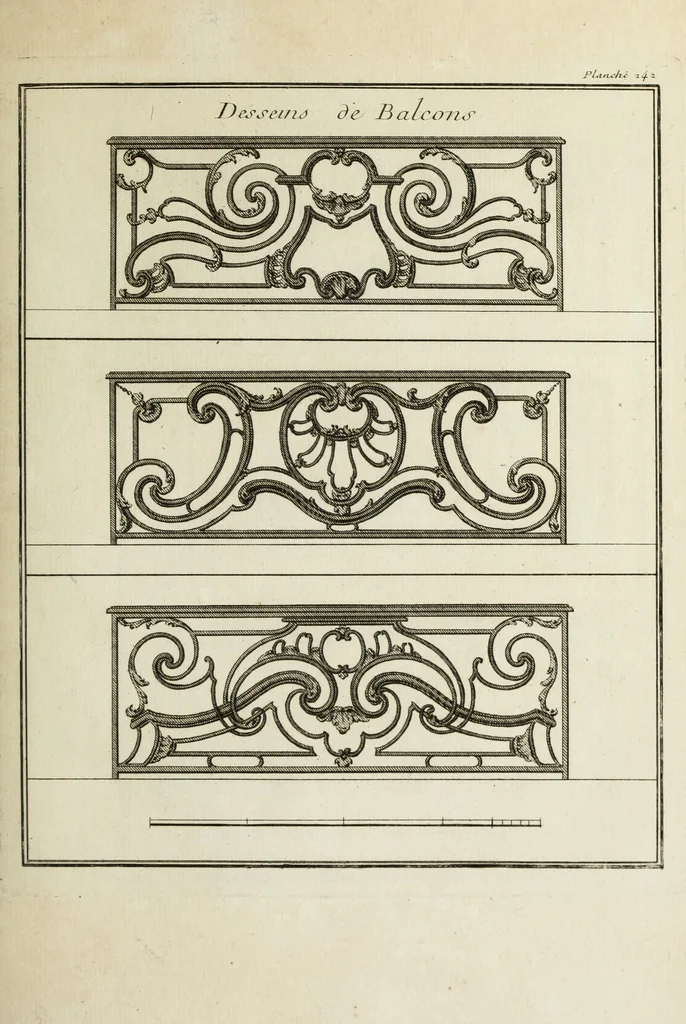 An illustration from L'art de bâtir des maisons de campagne : où l'on traite de leur distribution, de leur construction, & de leur decoration ... : avec l'explication de ses projets, et des desseins de menuiserie, de serrurerie, de parterres, & d'autres ornemens propres à la decoration intérieure & extérieure ..., 1743, leaf 464