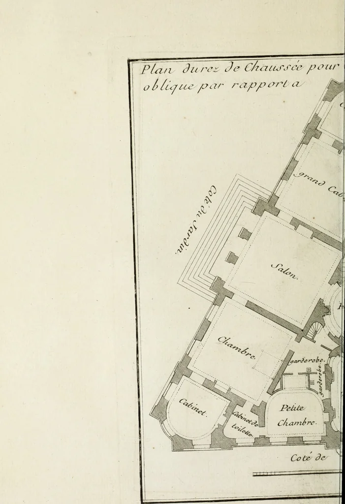 An illustration from L'art de bâtir des maisons de campagne : où l'on traite de leur distribution, de leur construction, & de leur decoration ... : avec l'explication de ses projets, et des desseins de menuiserie, de serrurerie, de parterres, & d'autres ornemens propres à la decoration intérieure & extérieure ..., 1743, leaf 47