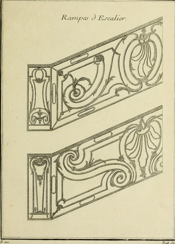 An illustration from L'art de bâtir des maisons de campagne : où l'on traite de leur distribution, de leur construction, & de leur decoration ... : avec l'explication de ses projets, et des desseins de menuiserie, de serrurerie, de parterres, & d'autres ornemens propres à la decoration intérieure & extérieure ..., 1743, leaf 476