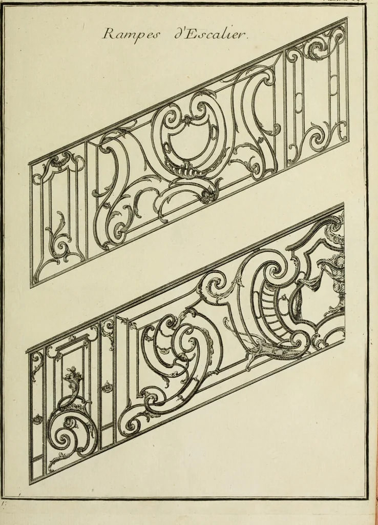 An illustration from L'art de bâtir des maisons de campagne : où l'on traite de leur distribution, de leur construction, & de leur decoration ... : avec l'explication de ses projets, et des desseins de menuiserie, de serrurerie, de parterres, & d'autres ornemens propres à la decoration intérieure & extérieure ..., 1743, leaf 480