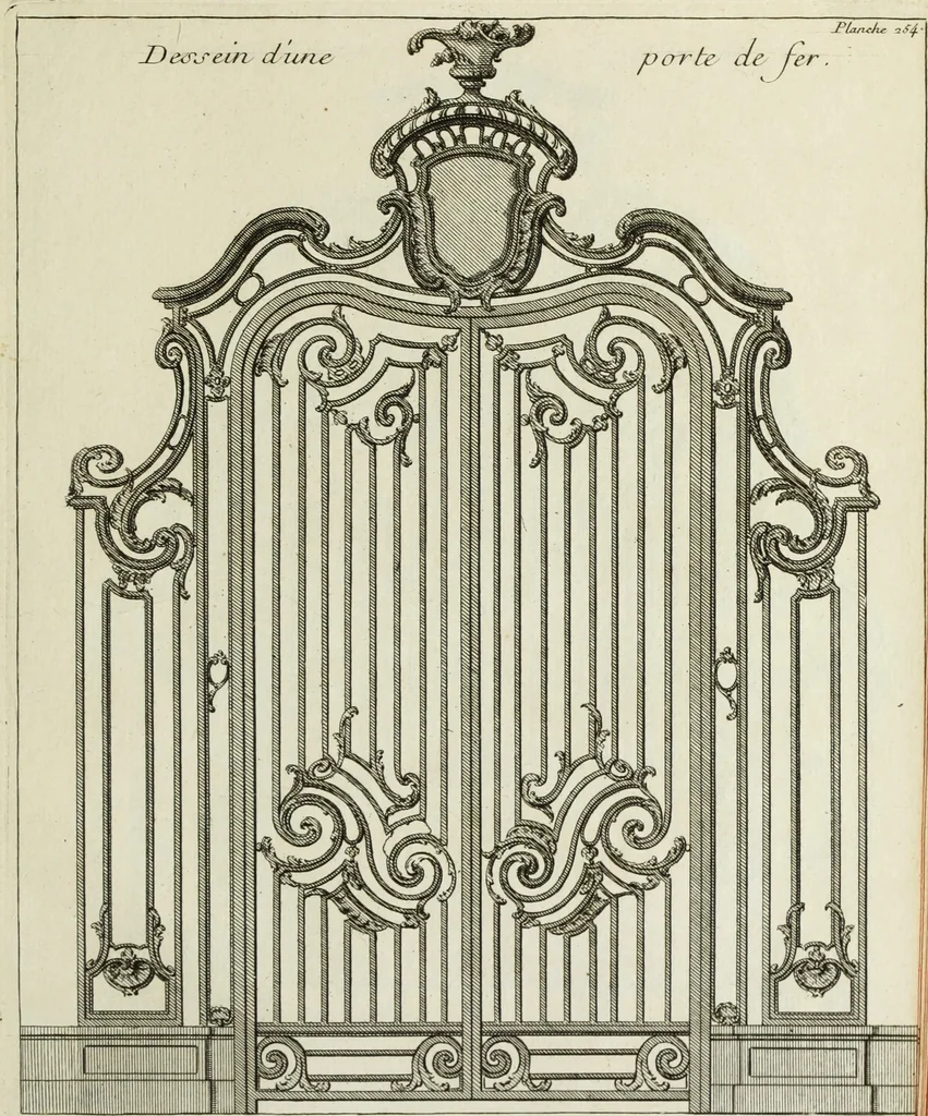 An illustration from L'art de bâtir des maisons de campagne : où l'on traite de leur distribution, de leur construction, & de leur decoration ... : avec l'explication de ses projets, et des desseins de menuiserie, de serrurerie, de parterres, & d'autres ornemens propres à la decoration intérieure & extérieure ..., 1743, leaf 488