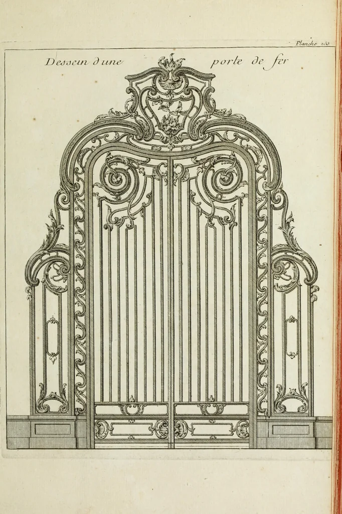 An illustration from L'art de bâtir des maisons de campagne : où l'on traite de leur distribution, de leur construction, & de leur decoration ... : avec l'explication de ses projets, et des desseins de menuiserie, de serrurerie, de parterres, & d'autres ornemens propres à la decoration intérieure & extérieure ..., 1743, leaf 490