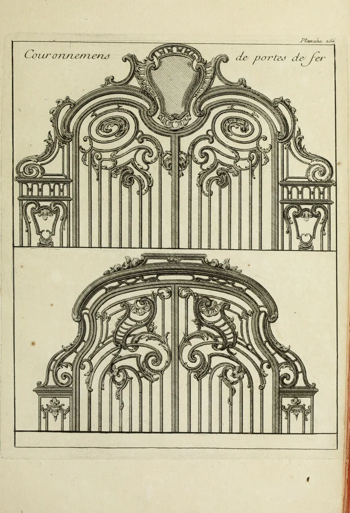 An illustration from L'art de bâtir des maisons de campagne : où l'on traite de leur distribution, de leur construction, & de leur decoration ... : avec l'explication de ses projets, et des desseins de menuiserie, de serrurerie, de parterres, & d'autres ornemens propres à la decoration intérieure & extérieure ..., 1743, leaf 492