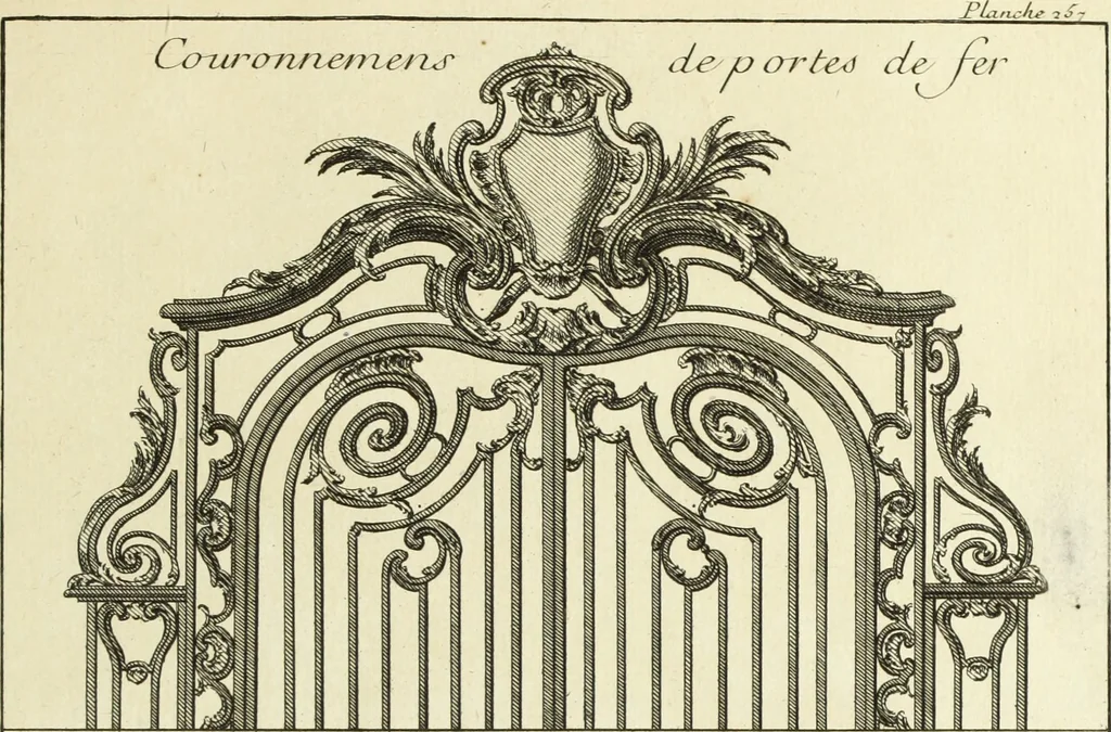 An illustration from L'art de bâtir des maisons de campagne : où l'on traite de leur distribution, de leur construction, & de leur decoration ... : avec l'explication de ses projets, et des desseins de menuiserie, de serrurerie, de parterres, & d'autres ornemens propres à la decoration intérieure & extérieure ..., 1743, leaf 494