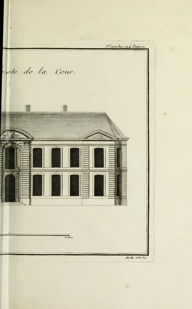 An illustration from L'art de bâtir des maisons de campagne : où l'on traite de leur distribution, de leur construction, & de leur decoration ... : avec l'explication de ses projets, et des desseins de menuiserie, de serrurerie, de parterres, & d'autres ornemens propres à la decoration intérieure & extérieure ..., 1743, leaf 58