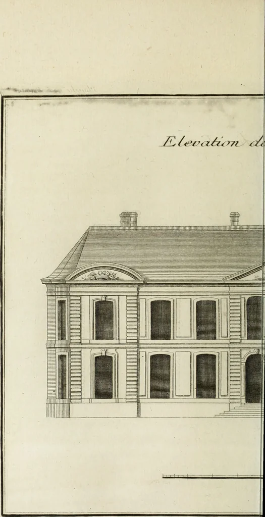 An illustration from L'art de bâtir des maisons de campagne : où l'on traite de leur distribution, de leur construction, & de leur decoration ... : avec l'explication de ses projets, et des desseins de menuiserie, de serrurerie, de parterres, & d'autres ornemens propres à la decoration intérieure & extérieure ..., 1743, leaf 61