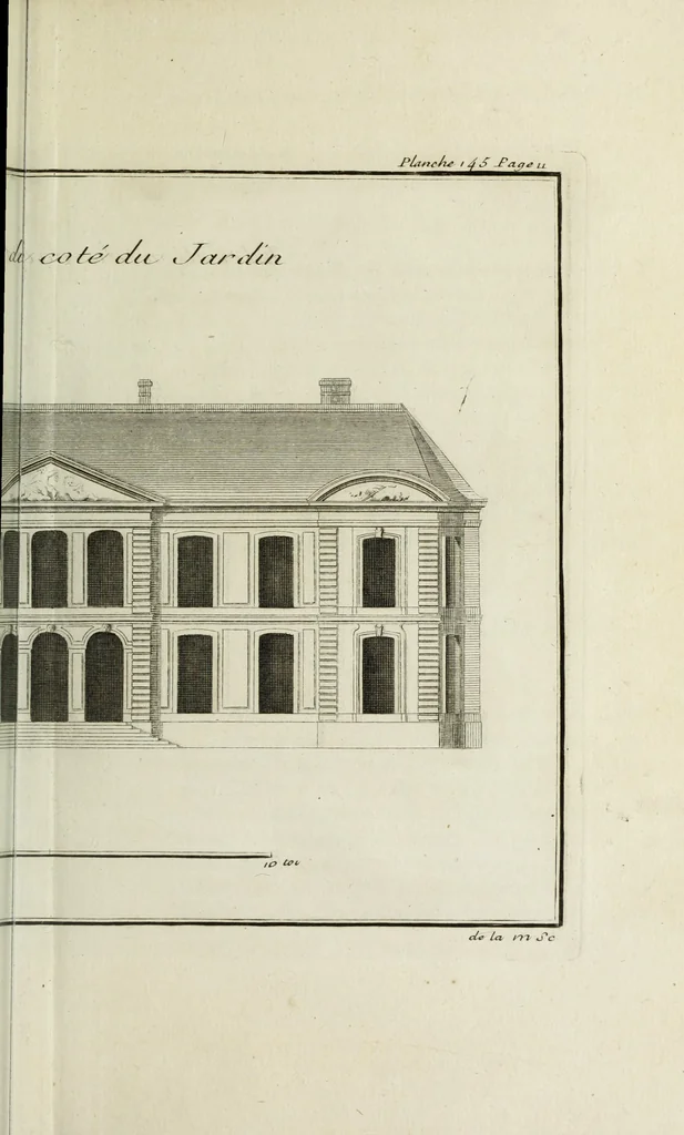 An illustration from L'art de bâtir des maisons de campagne : où l'on traite de leur distribution, de leur construction, & de leur decoration ... : avec l'explication de ses projets, et des desseins de menuiserie, de serrurerie, de parterres, & d'autres ornemens propres à la decoration intérieure & extérieure ..., 1743, leaf 62