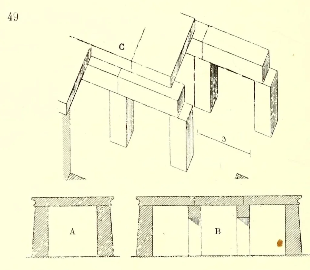 An illustration from L'art de bâtir chez les Égyptiens, 1904, leaf 70