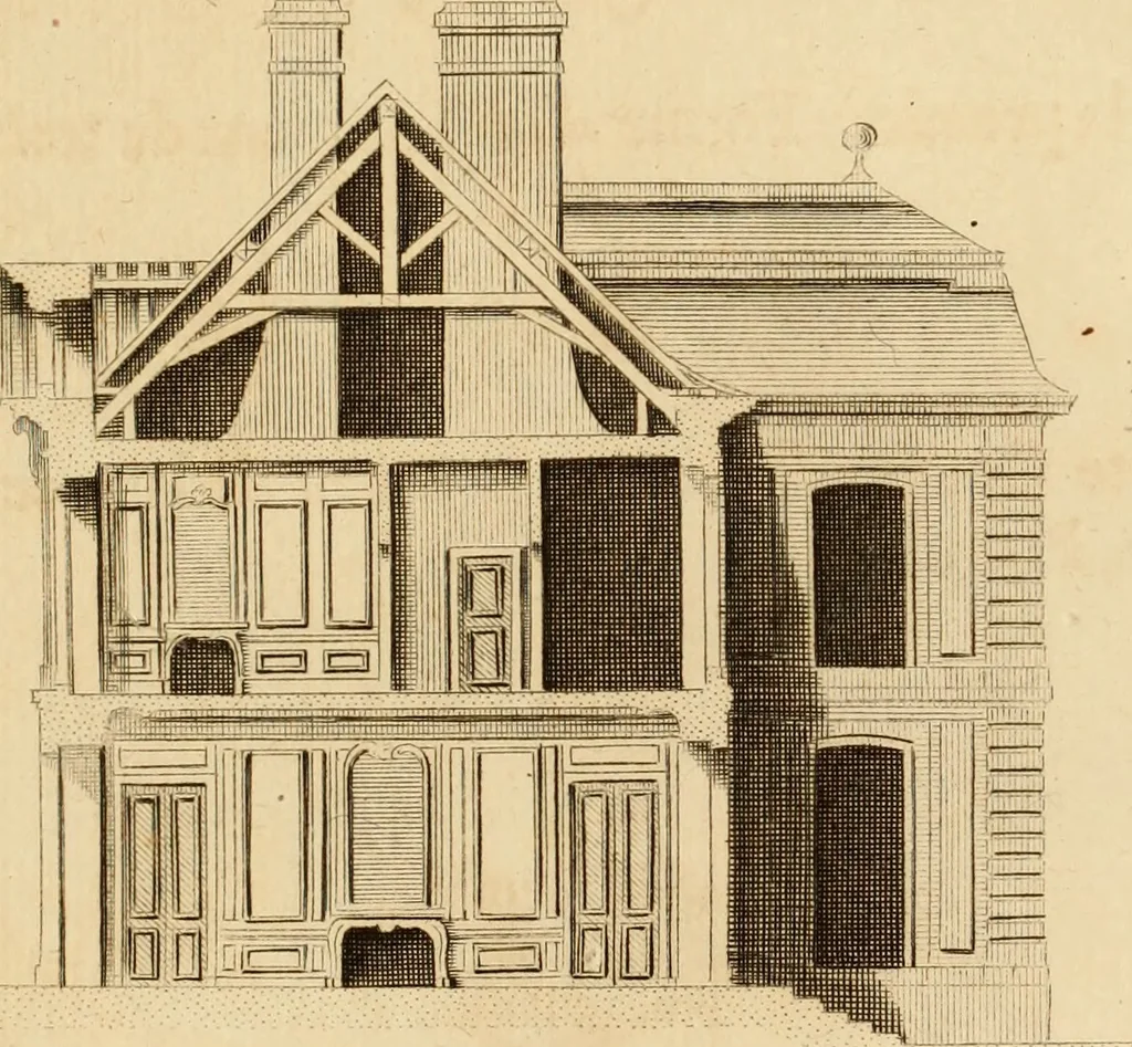 An illustration from L'art de bâtir des maisons de campagne : où L'on traite de leur distribution, de leur construction, & de leur decoration ... Avec l'explication de ces projets, et des desseins de menuiserie, de serrurerie, de parterres, & d'autres ornemens propres à la decoration intérieure & extérieure ..., 1761, leaf 124