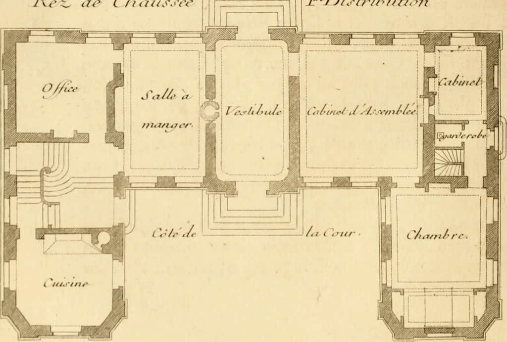 An illustration from L'art de bâtir des maisons de campagne : où L'on traite de leur distribution, de leur construction, & de leur decoration ... Avec l'explication de ces projets, et des desseins de menuiserie, de serrurerie, de parterres, & d'autres ornemens propres à la decoration intérieure & extérieure ..., 1761, leaf 127