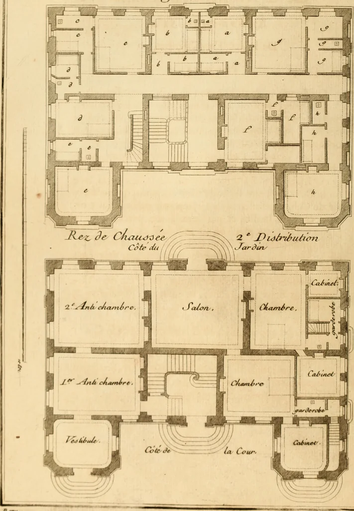 An illustration from L'art de bâtir des maisons de campagne : où L'on traite de leur distribution, de leur construction, & de leur decoration ... Avec l'explication de ces projets, et des desseins de menuiserie, de serrurerie, de parterres, & d'autres ornemens propres à la decoration intérieure & extérieure ..., 1761, leaf 131