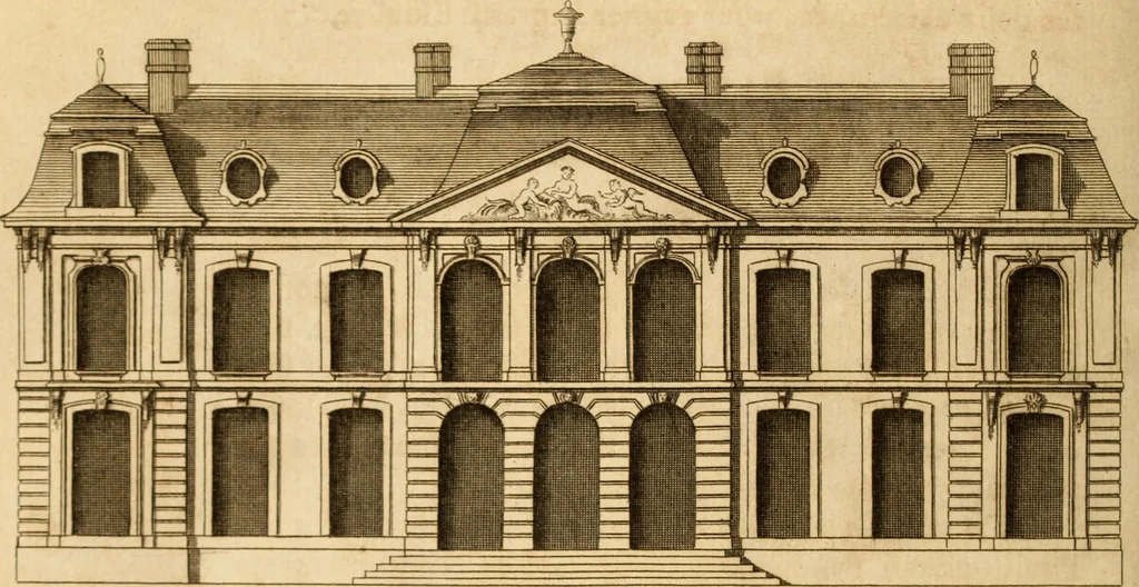 An illustration from L'art de bâtir des maisons de campagne : où L'on traite de leur distribution, de leur construction, & de leur decoration ... Avec l'explication de ces projets, et des desseins de menuiserie, de serrurerie, de parterres, & d'autres ornemens propres à la decoration intérieure & extérieure ..., 1761, leaf 185