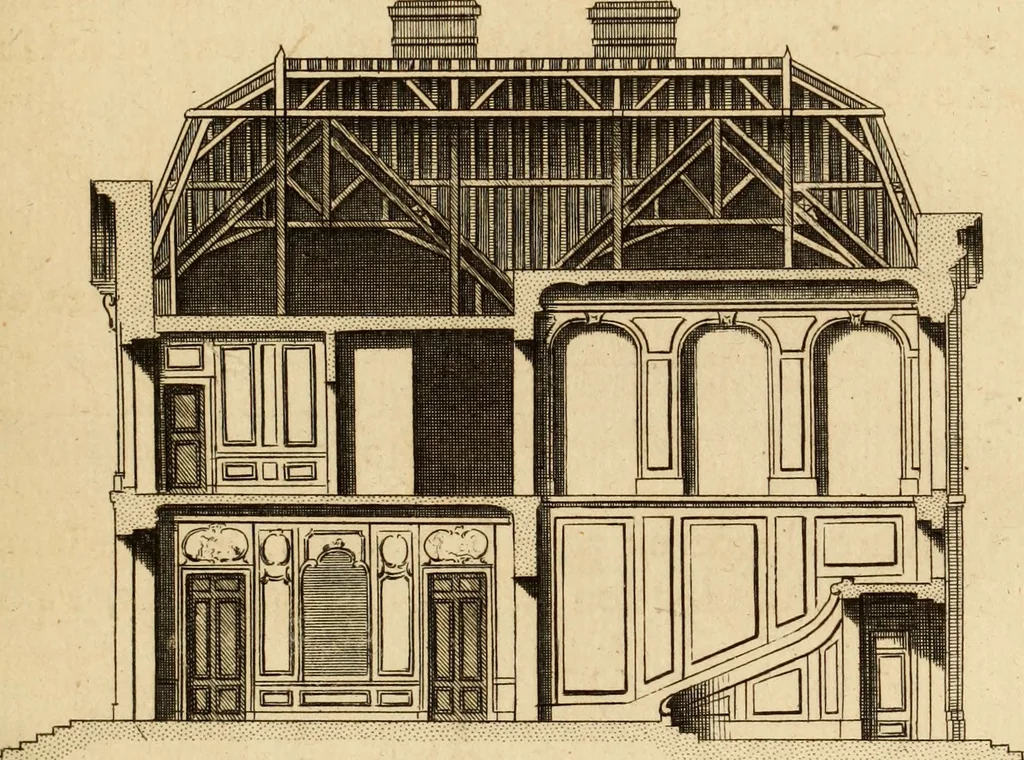 An illustration from L'art de bâtir des maisons de campagne : où L'on traite de leur distribution, de leur construction, & de leur decoration ... Avec l'explication de ces projets, et des desseins de menuiserie, de serrurerie, de parterres, & d'autres ornemens propres à la decoration intérieure & extérieure ..., 1761, leaf 188