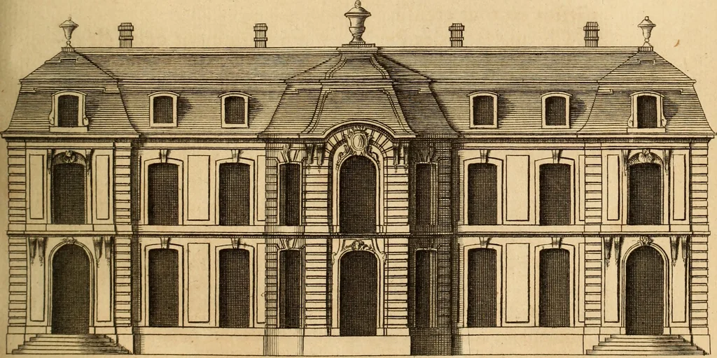 An illustration from L'art de bâtir des maisons de campagne : où L'on traite de leur distribution, de leur construction, & de leur decoration ... Avec l'explication de ces projets, et des desseins de menuiserie, de serrurerie, de parterres, & d'autres ornemens propres à la decoration intérieure & extérieure ..., 1761, leaf 198