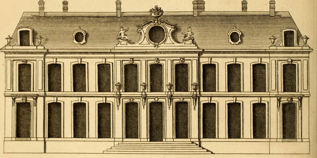 An illustration from L'art de bâtir des maisons de campagne : où L'on traite de leur distribution, de leur construction, & de leur decoration ... Avec l'explication de ces projets, et des desseins de menuiserie, de serrurerie, de parterres, & d'autres ornemens propres à la decoration intérieure & extérieure ..., 1761, leaf 211