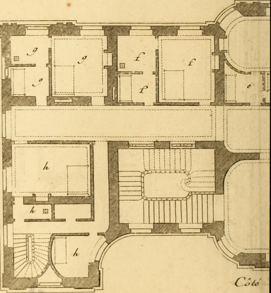 An illustration from L'art de bâtir des maisons de campagne : où L'on traite de leur distribution, de leur construction, & de leur decoration ... Avec l'explication de ces projets, et des desseins de menuiserie, de serrurerie, de parterres, & d'autres ornemens propres à la decoration intérieure & extérieure ..., 1761, leaf 229