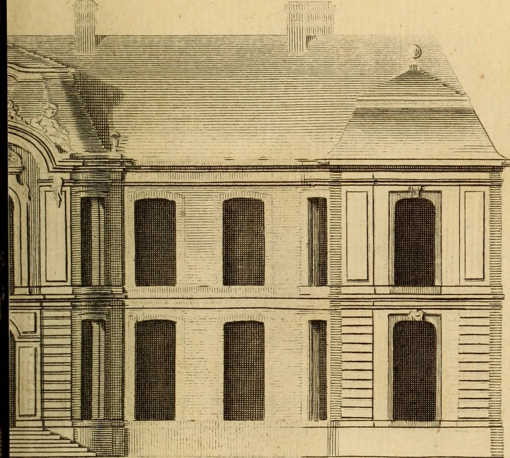 An illustration from L'art de bâtir des maisons de campagne : où L'on traite de leur distribution, de leur construction, & de leur decoration ... Avec l'explication de ces projets, et des desseins de menuiserie, de serrurerie, de parterres, & d'autres ornemens propres à la decoration intérieure & extérieure ..., 1761, leaf 244