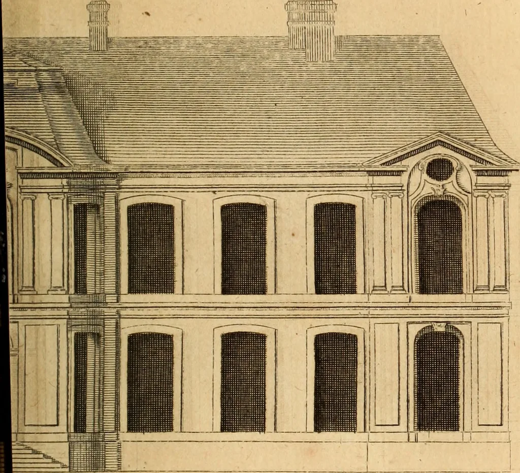 An illustration from L'art de bâtir des maisons de campagne : où L'on traite de leur distribution, de leur construction, & de leur decoration ... Avec l'explication de ces projets, et des desseins de menuiserie, de serrurerie, de parterres, & d'autres ornemens propres à la decoration intérieure & extérieure ..., 1761, leaf 250