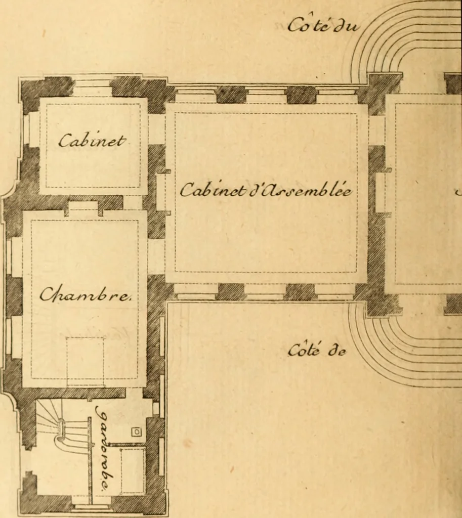An illustration from L'art de bâtir des maisons de campagne : où L'on traite de leur distribution, de leur construction, & de leur decoration ... Avec l'explication de ces projets, et des desseins de menuiserie, de serrurerie, de parterres, & d'autres ornemens propres à la decoration intérieure & extérieure ..., 1761, leaf 255