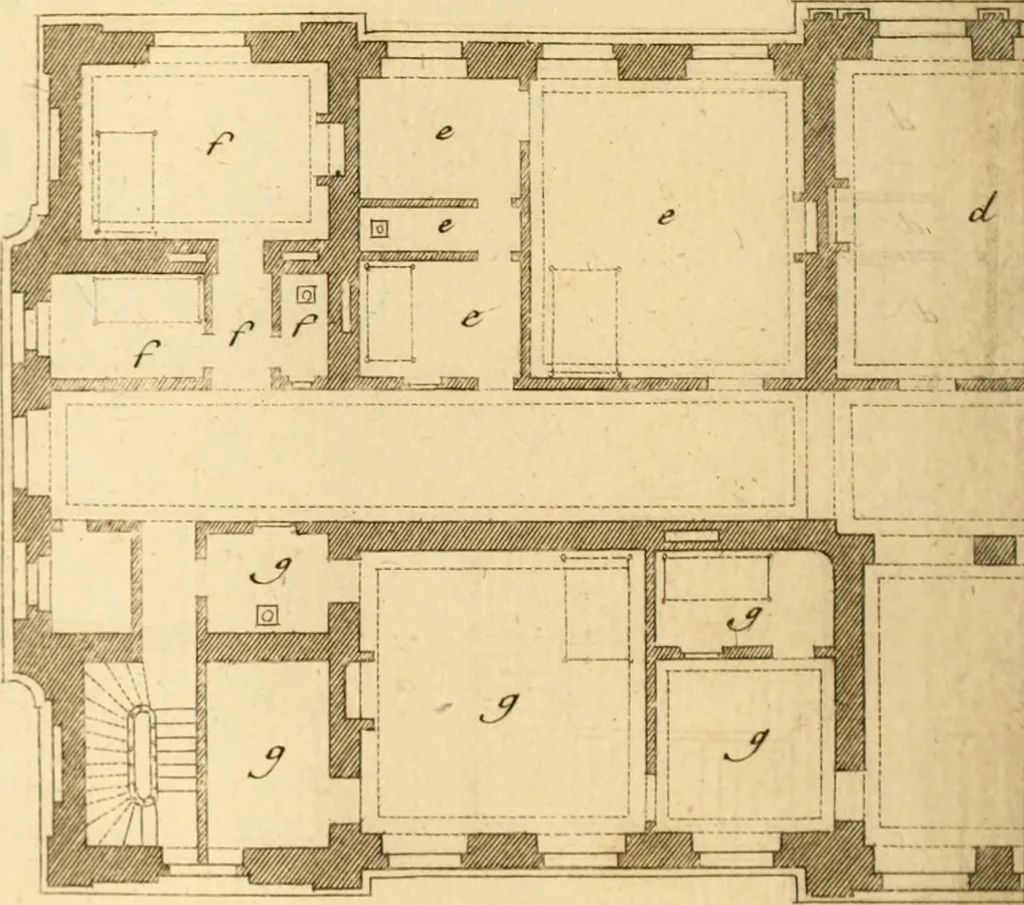 An illustration from L'art de bâtir des maisons de campagne : où L'on traite de leur distribution, de leur construction, & de leur decoration ... Avec l'explication de ces projets, et des desseins de menuiserie, de serrurerie, de parterres, & d'autres ornemens propres à la decoration intérieure & extérieure ..., 1761, leaf 269