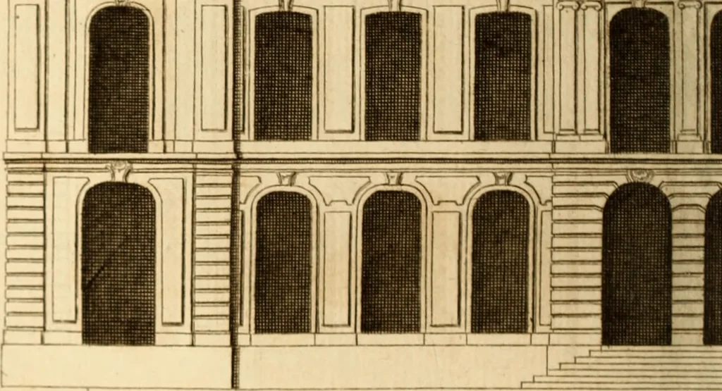 An illustration from L'art de bâtir des maisons de campagne : où L'on traite de leur distribution, de leur construction, & de leur decoration ... Avec l'explication de ces projets, et des desseins de menuiserie, de serrurerie, de parterres, & d'autres ornemens propres à la decoration intérieure & extérieure ..., 1761, leaf 279