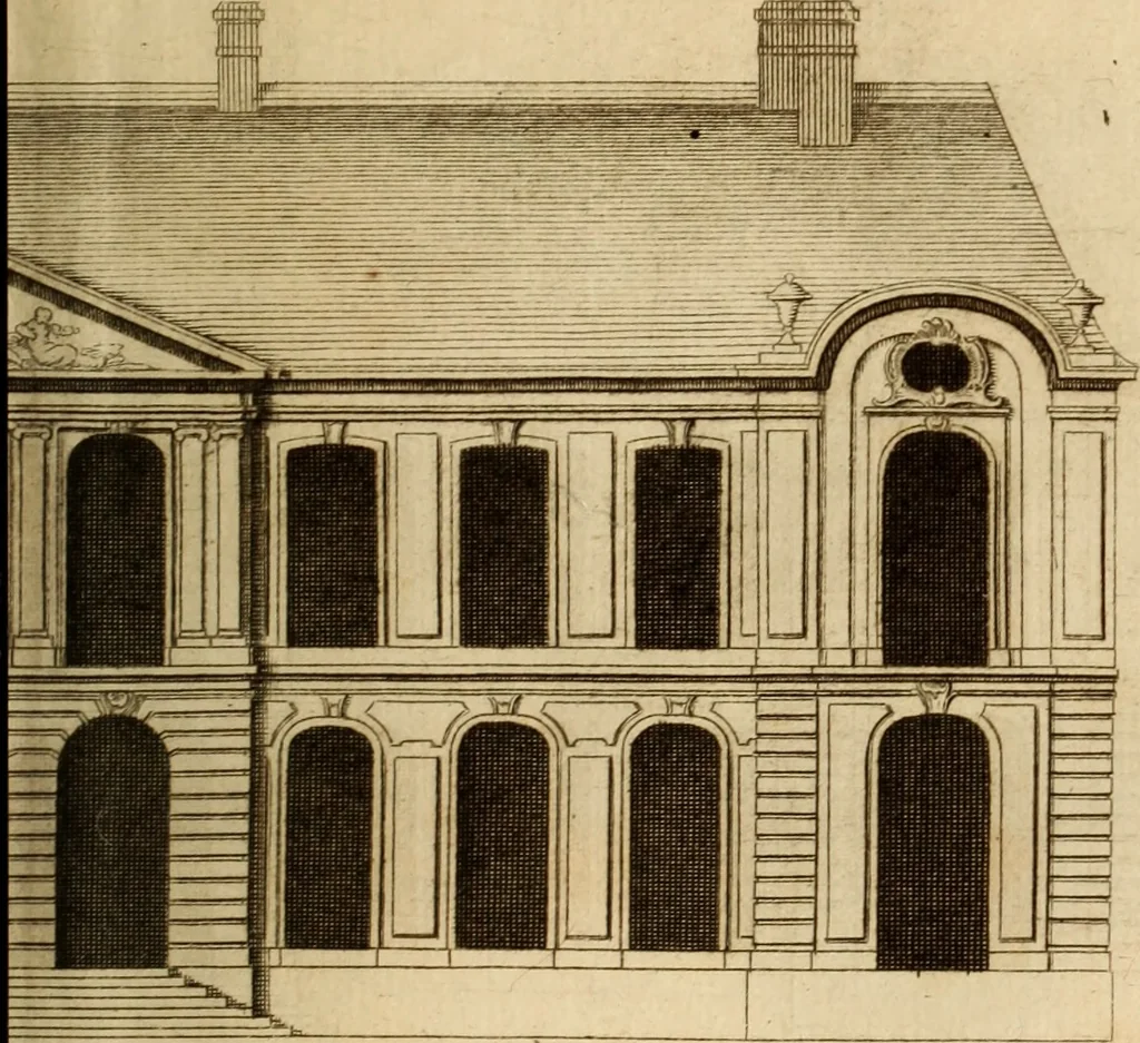 An illustration from L'art de bâtir des maisons de campagne : où L'on traite de leur distribution, de leur construction, & de leur decoration ... Avec l'explication de ces projets, et des desseins de menuiserie, de serrurerie, de parterres, & d'autres ornemens propres à la decoration intérieure & extérieure ..., 1761, leaf 280