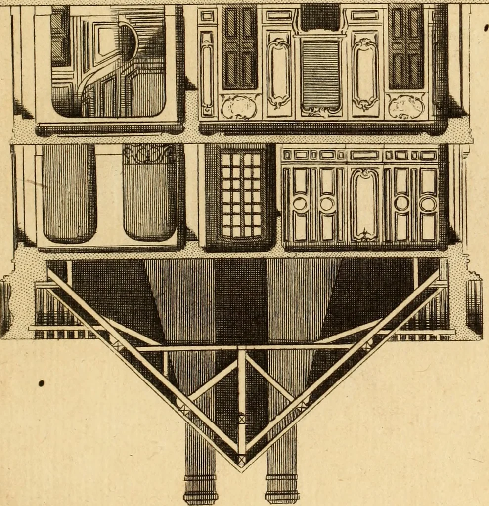 An illustration from L'art de bâtir des maisons de campagne : où L'on traite de leur distribution, de leur construction, & de leur decoration ... Avec l'explication de ces projets, et des desseins de menuiserie, de serrurerie, de parterres, & d'autres ornemens propres à la decoration intérieure & extérieure ..., 1761, leaf 282