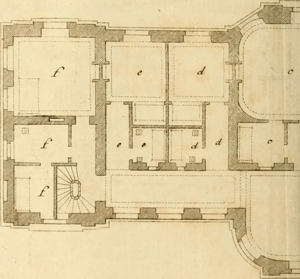 An illustration from L'art de bâtir des maisons de campagne : où L'on traite de leur distribution, de leur construction, & de leur decoration ... Avec l'explication de ces projets, et des desseins de menuiserie, de serrurerie, de parterres, & d'autres ornemens propres à la decoration intérieure & extérieure ..., 1761, leaf 291